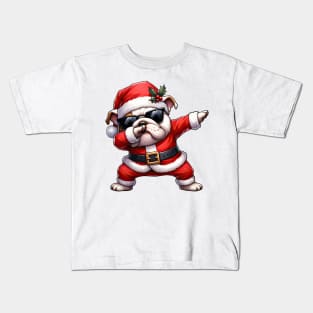 Christmas Bulldog Dabbing Dance Kids T-Shirt